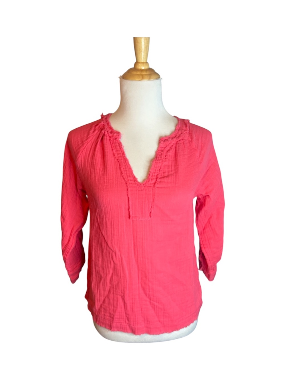 NWT- Natural Life V-neckline with delicate frayed or raw-edge shirt